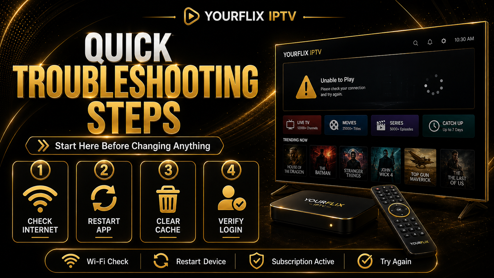 YourFlix not working troubleshooting steps on streaming devices